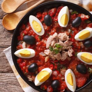 Salade grillé (poivrons, oignons, thon, œuf dur)